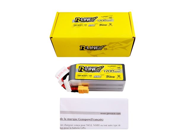 Tattu 1700mAh 6S 95C 22.2V LiPo Batarya | XT60 Konnektör | R-Line 1.0