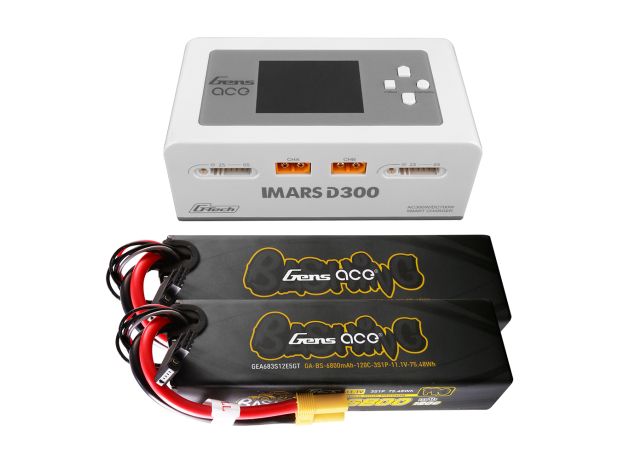 Gens ace 6800mAh 3S 120C Lipo ×2 + iMars D300 Charger [Set