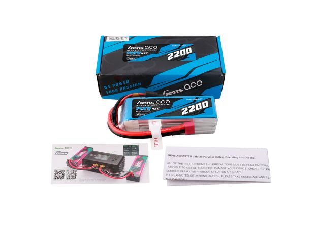 Gens ace 2200mAh 4S 45C 14.8V LiPo Batarya | Deans Konnektör | Air Classic