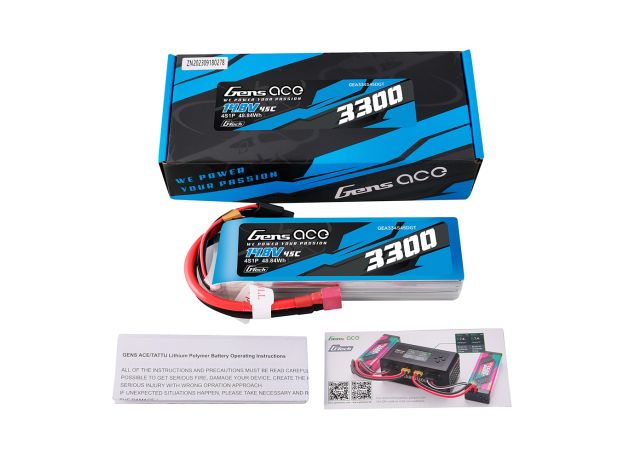 Gens ace 3300mAh 4S 45C 14.8V LiPo Batarya | Deans Konnektör | Air Classic