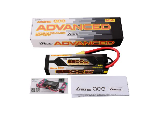 Gens ace 6500mAh 3S 100C 11.4V(HV) LiPo Batarya | Sert Kasalı | EC5 Konnektör | Advanced