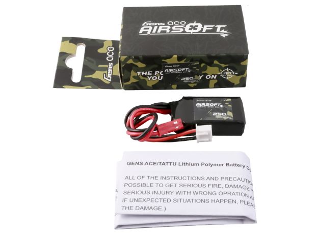 Gens ace 250mAh 2S 35C 7.4V LiPo Batarya | JST Konnektör | Airsoft