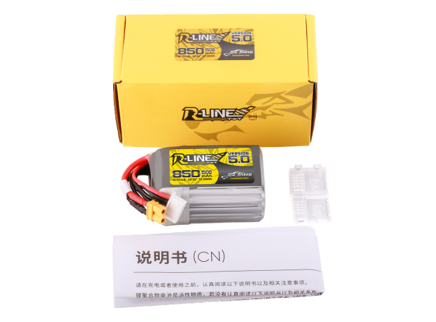 Tattu 850mAh 4S 150C 14.8V LiPo Batarya | XT30U-F Konnektör | R-Line 5.0