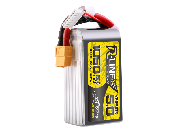 Tattu 1050mAh 6S 150C 22.2V LiPo Batarya | XT60 Konnektör | R-Line 5.0