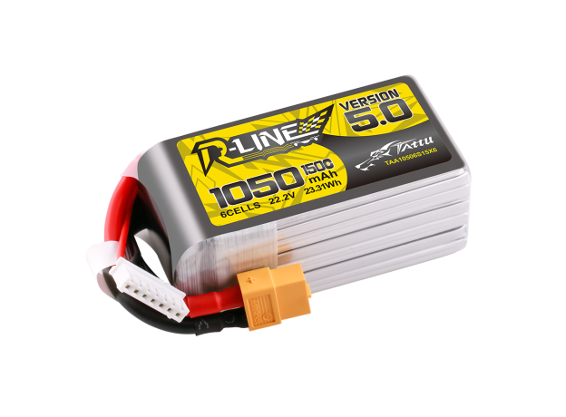 Tattu 1050mAh 6S 150C 22.2V LiPo Batarya | XT60 Konnektör | R-Line 5.0