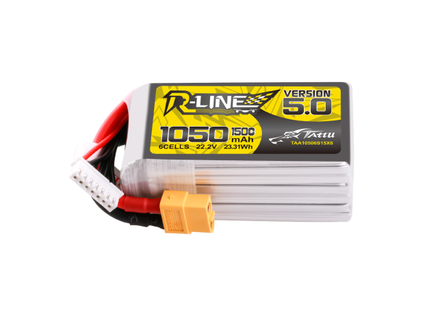 Tattu 1050mAh 6S 150C 22.2V LiPo Batarya | XT60 Konnektör | R-Line 5.0