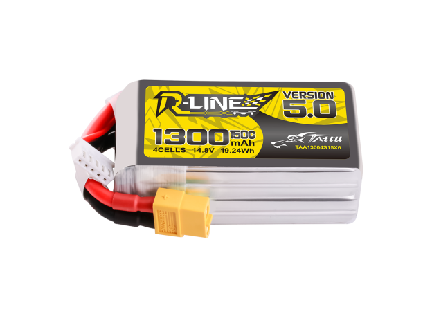 Tattu 1300mAh 4S 150C 14.8V LiPo Batarya | XT60 Konnektör | R-Line 5.0