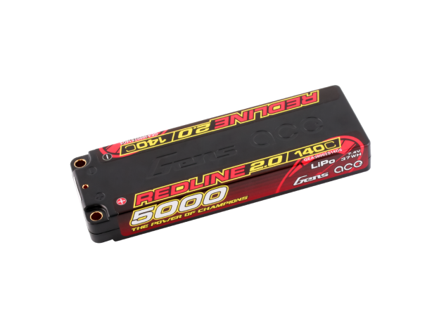 Gens ace 5000mAh 2S 140C 7.4V LiPo Batarya | 5.0mm bullet | Kırmızıline 2.0