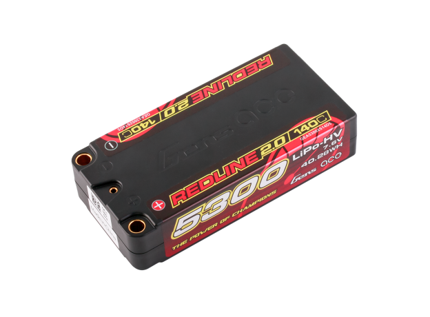 Gens ace 5300mAh 2S 140C 7.6V(HV) Shorty LiPo Batarya | 5.0mm bullet | Kırmızıline 2.0