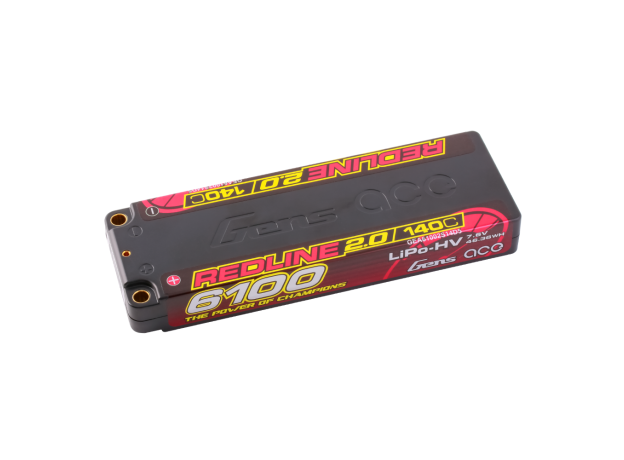 Gens ace 6100mAh 2S 140C 7.6V(HV) LiPo Batarya | 5.0mm bullet | Kırmızıline 2.0