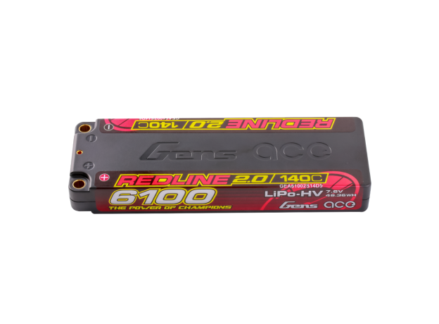 Gens ace 6100mAh 2S 140C 7.6V(HV) LiPo Batarya | 5.0mm bullet | Kırmızıline 2.0