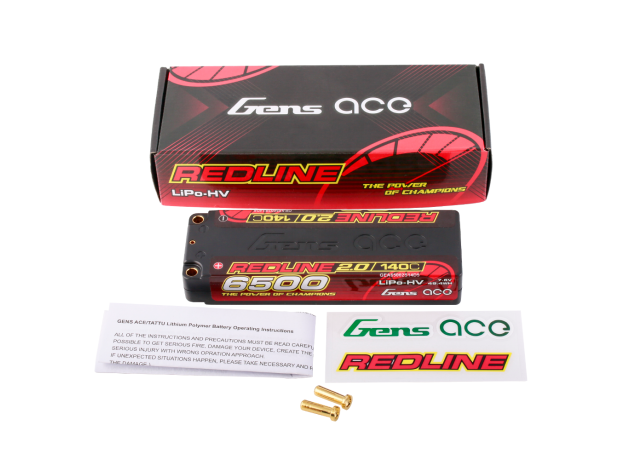 Gens ace 6500mAh 2S 140C 7.6V(HV) LiPo Batarya | 5.0mm bullet | Kırmızıline 2.0