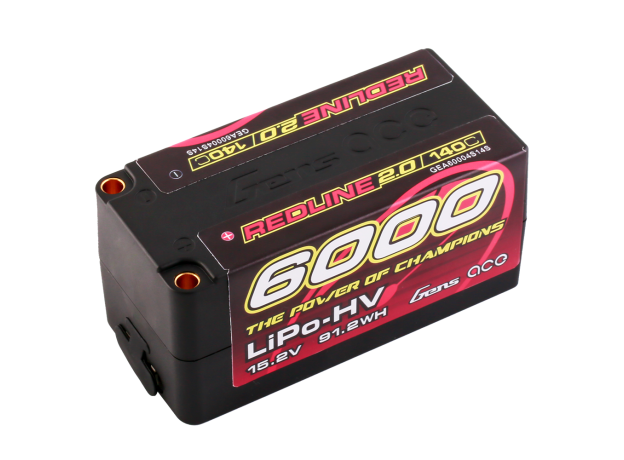 Gens ace 6000mAh 4S 140C 15.2V(HV) Shorty LiPo Batarya | 5.0mm bullet | Kırmızıline 2.0