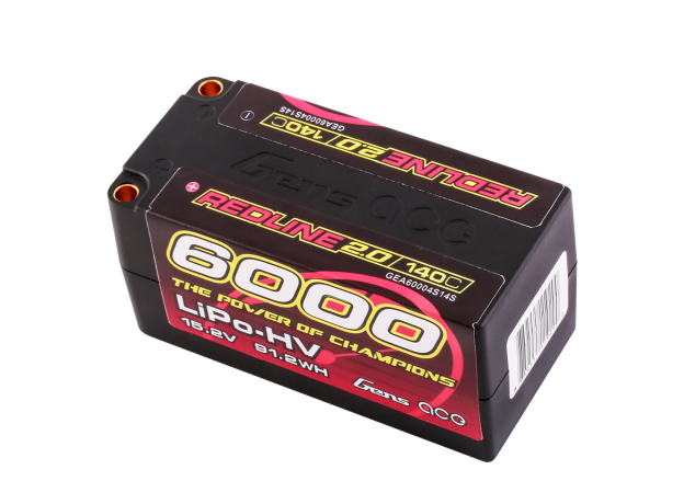 Gens ace 6000mAh 4S 140C 15.2V(HV) Shorty LiPo Batarya | 5.0mm bullet | Kırmızıline 2.0