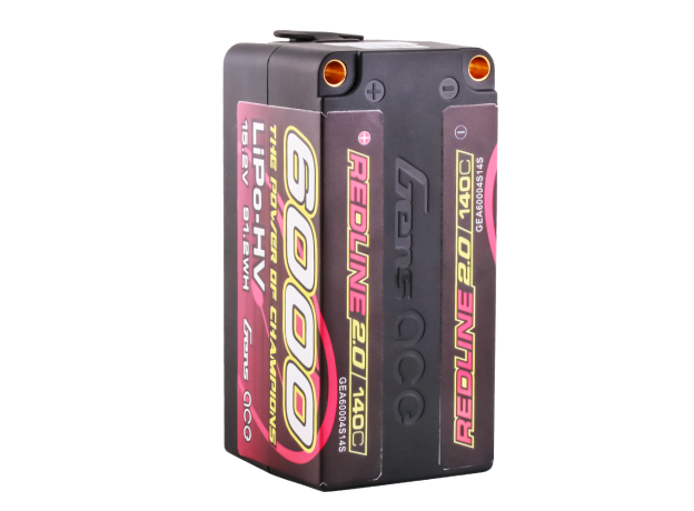 Gens ace 6000mAh 4S 140C 15.2V(HV) Shorty LiPo Batarya | 5.0mm bullet | Kırmızıline 2.0
