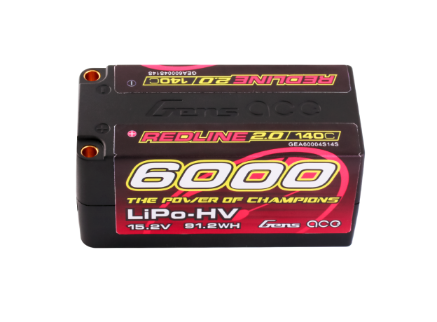Gens ace 6000mAh 4S 140C 15.2V(HV) Shorty LiPo Batarya | 5.0mm bullet | Kırmızıline 2.0