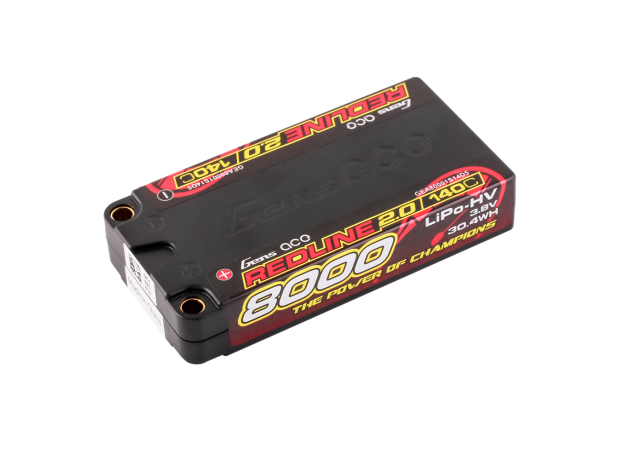 Gens ace 8000mAh 1S 140C 3.8V(HV) Shorty LiPo Batarya | 5.0mm bullet | Kırmızıline 2.0