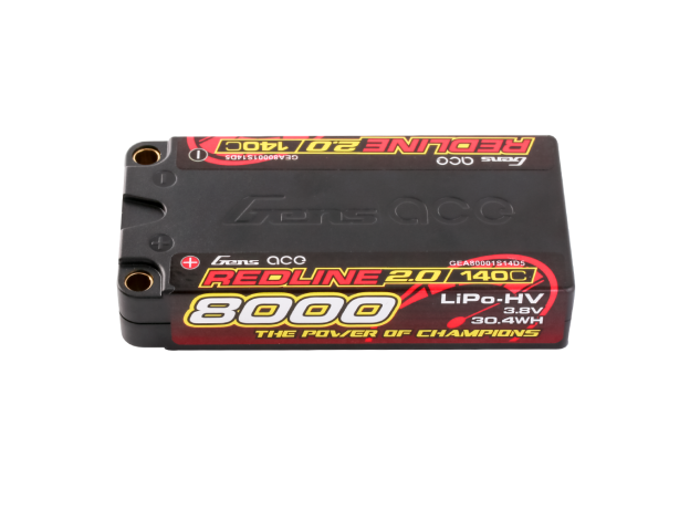 Gens ace 8000mAh 1S 140C 3.8V(HV) Shorty LiPo Batarya | 5.0mm bullet | Kırmızıline 2.0