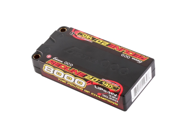 Gens ace 8000mAh 1S 140C 3.8V(HV) Shorty LiPo Batarya | 5.0mm bullet | Kırmızıline 2.0