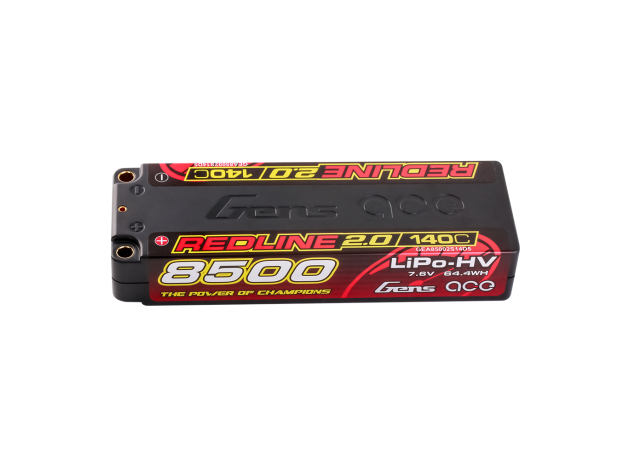 Gens ace 8500mAh 2S 140C 7.6V(HV) LiPo Batarya | 5.0mm bullet | Kırmızıline 2.0