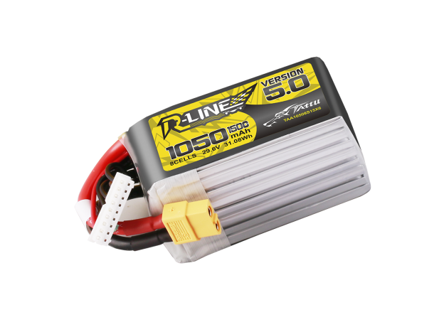 Tattu 1050mAh 8S 150C 29.6V LiPo Batarya | XT60 Konnektör | R-Line 5.0