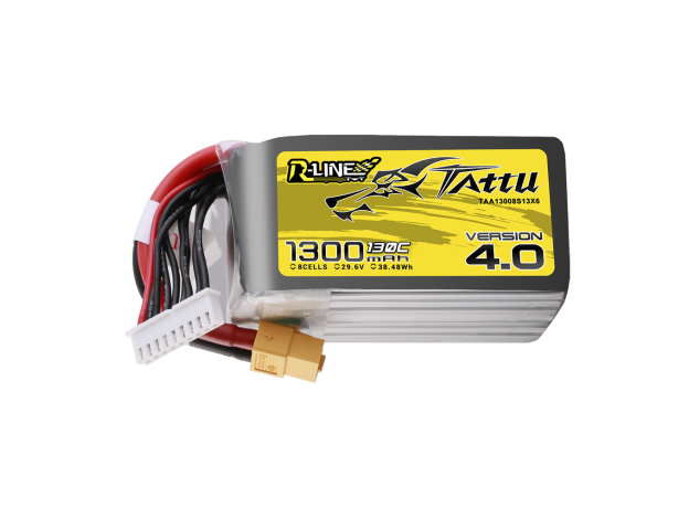 Tattu 1300mAh 8S 130C 29.6V LiPo Batarya | XT60 Konnektör | R-Line 4.0