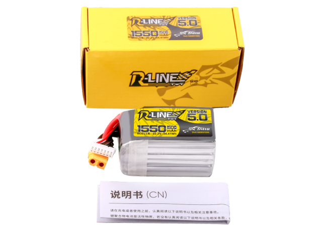 Tattu 1550mAh 6S 150C 22.2V LiPo Batarya | XT60 Konnektör | R-Line 5.0