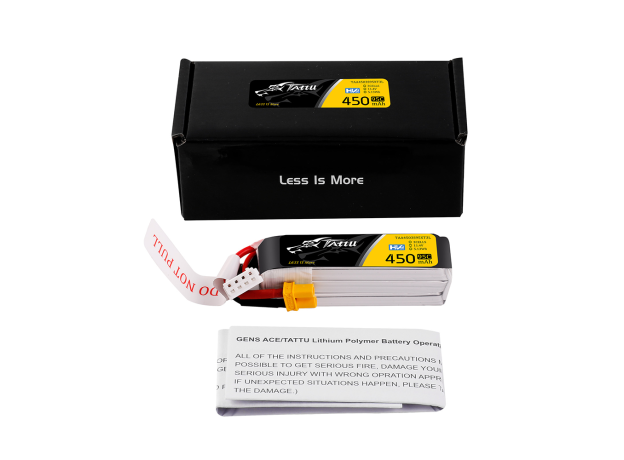 Tattu 450mAh 3S 95C 11.4V(HV) Long LiPo Batarya | XT30 Konnektör | FPV Classic