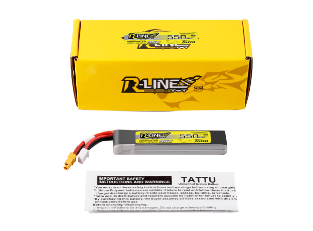 Tattu 550mAh 2S 7.4V Long LiPo Batarya | XT30 Konnektör | R-Line 1.0