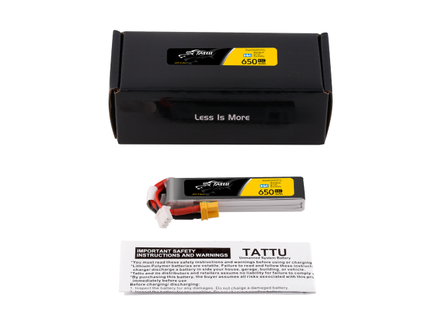 Tattu 650mAh 2S 95C 7.6V(HV) Long LiPo Batarya | XT30 Konnektör | FPV Classic