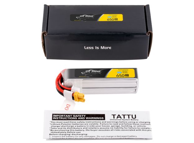 Tattu 650mAh 4S 95C 15.2V(HV) Long LiPo Batarya | XT30 Konnektör | FPV Classic