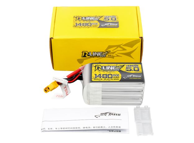 Tattu 1480mAh 6S 150C 22.2V LiPo Batarya | XT60 Konnektör | R-Line 5.0