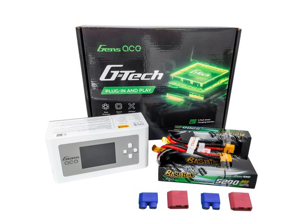 Gens Ace 5200mAh 2S 35C Lipo x2 + iMars D300 Charger [Set]