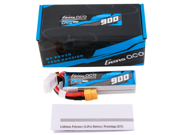 Gens ace 900mAh 4S 80C 14.8V LiPo Batarya | XT60 Konnektör | Air Classic (Non-G-Tech)