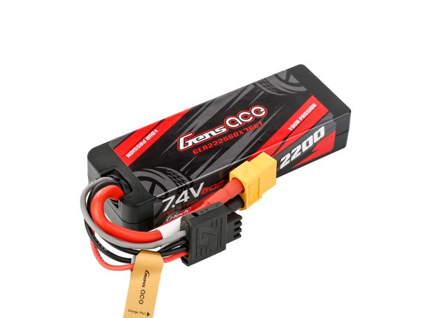Gens ace 2200mAh 2S 60C 7.4V LiPo Batarya | Sert Kasalı | XT60 Konnektör | Car Classic