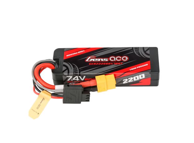 Gens ace 2200mAh 2S 60C 7.4V LiPo Batarya | Sert Kasalı | XT60 Konnektör | Car Classic