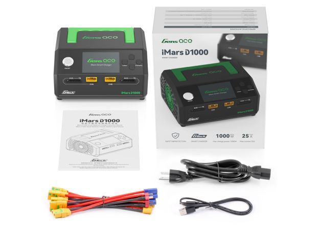 Gens ace iMars D1000 Akıllı Şarj Cihazı | AC 1000W | 25A | 1-7S | 2 Kanallı