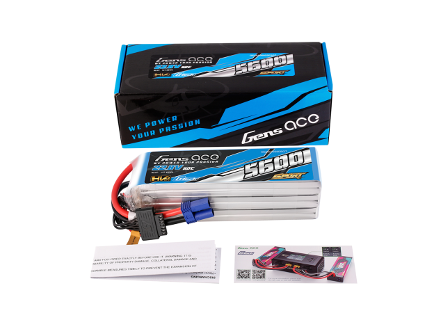 Gens ace 5600mAh 6S 80C 22.8V(HV) LiPo Batarya | EC5 Konnektör | Sport