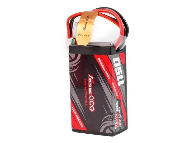 Gens ace 1150mAh 2S 60C 7.4V LiPo Batarya | Sert Kasalı | IEC2 Konnektör | Car Classic (Non-G-Tech)