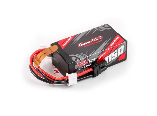 Gens ace 1150mAh 2S 60C 7.4V LiPo Batarya | Sert Kasalı | IEC2 Konnektör | Car Classic (Non-G-Tech)