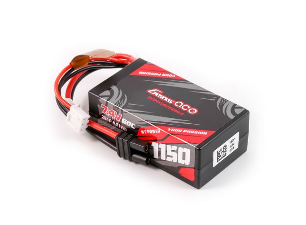 Gens ace 1150mAh 2S 60C 7.4V LiPo Batarya | Sert Kasalı | IEC2 Konnektör | Car Classic (Non-G-Tech)