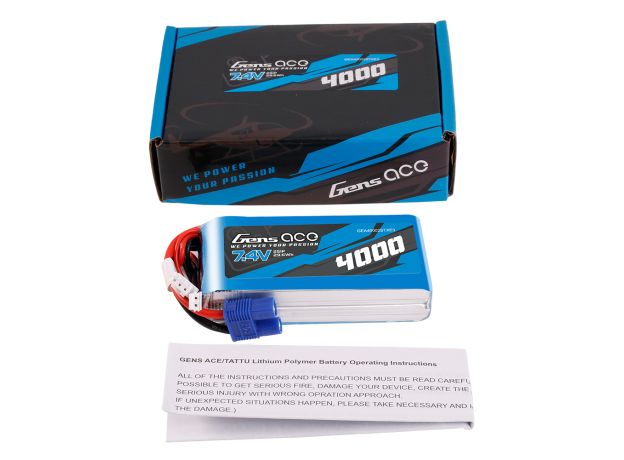 Gens ace 4000mAh 2S 7.4V LiPo Batarya | EC3 Konnektör | TX&RX