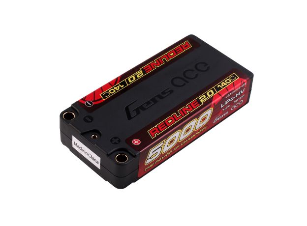 Gens ace 5000mAh 2S 140C 7.6V(HV) Shorty LiPo Batarya | 5.0mm bullet | Kırmızıline 2.0