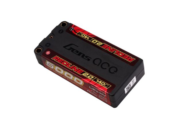 Gens ace 5000mAh 2S 140C 7.6V(HV) Shorty LiPo Batarya | 5.0mm bullet | Kırmızıline 2.0