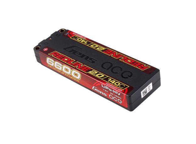 Gens ace 6600mAh 2S 140C 7.6V(HV) LiPo Batarya | 5.0mm bullet | Kırmızıline 2.0
