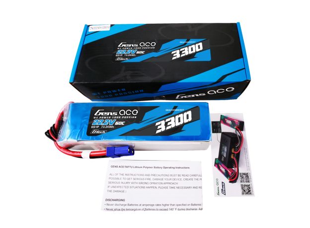 Gens ace 3300mAh 6S 60C 22.2V LiPo Batarya | EC5 Konnektör | Air Classic