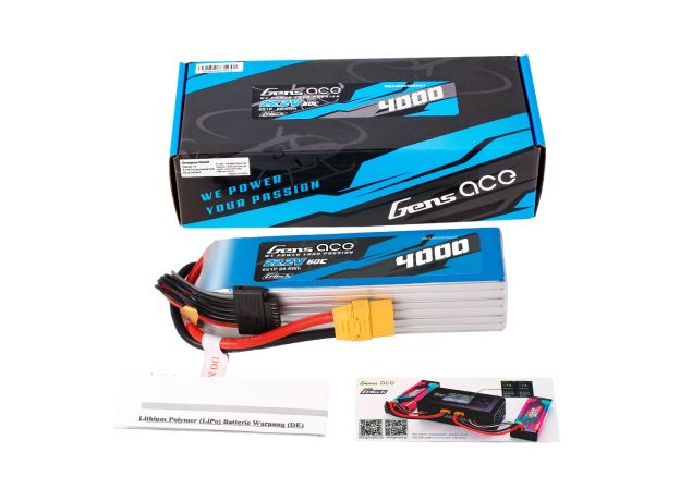 Gens ace 4000mAh 6S 60C 22.2V LiPo Batarya | XT90 Konnektör | Air Classic