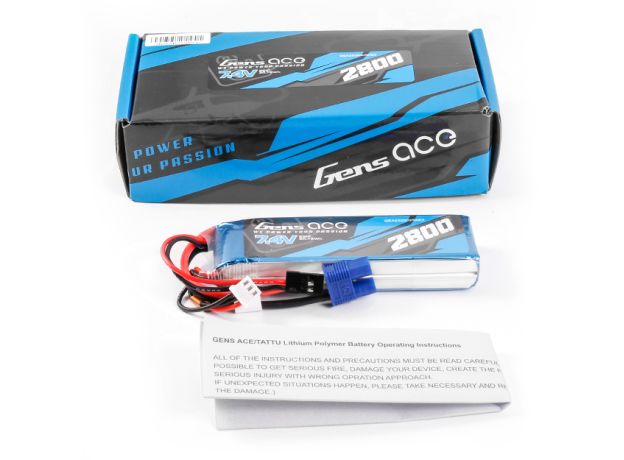 Gens ace 2800mAh 2S 7.4V LiPo Batarya | EC3+JR Konnektör | TX&RX
