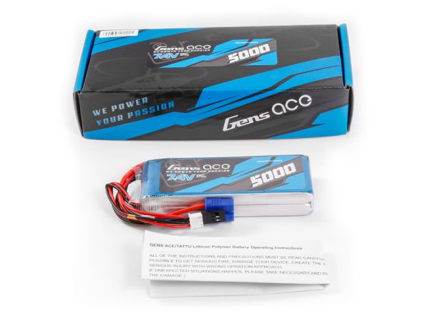 Gens ace 5000mAh 2S 7.4V LiPo Batarya | EC3 or JR Konnektör | TX&RX