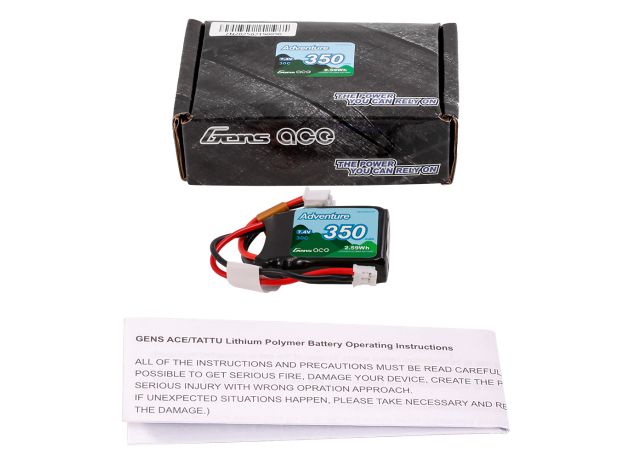 Gens ace 350mAh 2S 30C 7.4V LiPo Batarya | JST Konnektör | Adventure (Non-G-Tech)